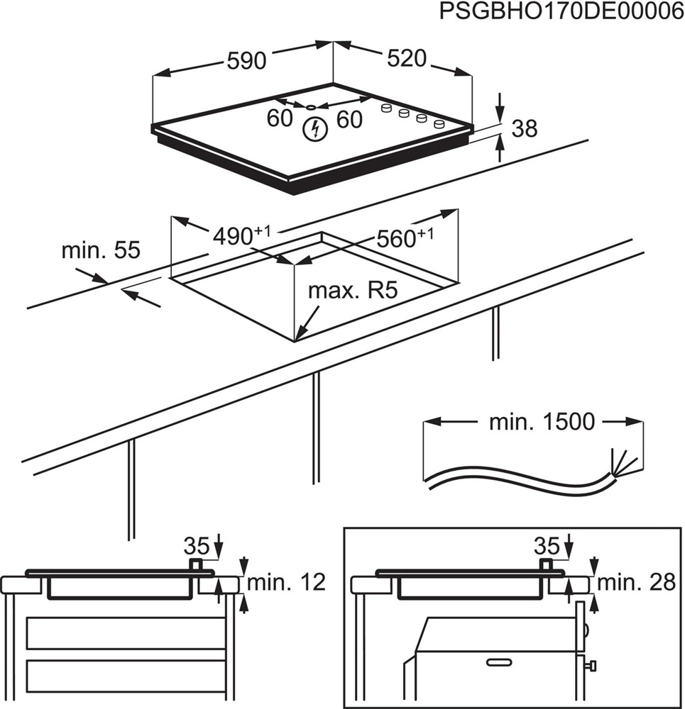 AEG HK654070FB fekete-inox, beépíthető, elektromos üvegkerámia, főzőzóna:4, beépíthető méret: 60cm, főzőlap