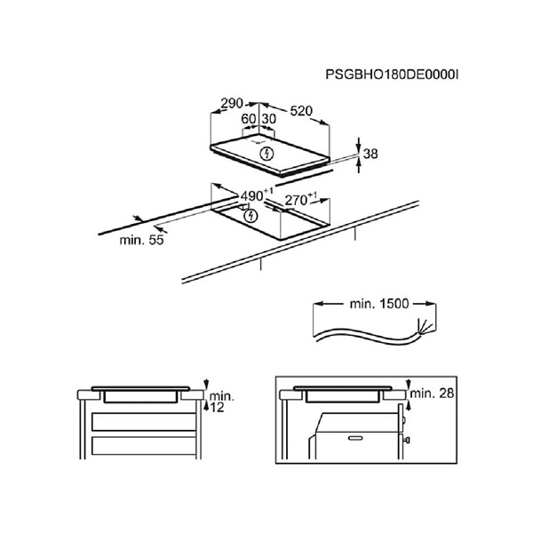 AEG HRB32310CB fekete, beépíthető, elektromos üvegkerámia, főzőzóna: 2, beépíthető méret: 27cm, főzőlap
