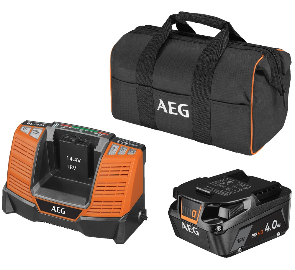 AEG SETL1840SHD Pro HD 18 V 4Ah táskával akkumulátor és töltő szett
