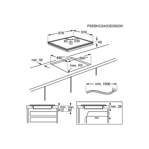 AEG TN64IA00XB feket-inox, beépíthető, indukciós, főzőzóna:4, beépíthető méret:60cm, főzőlap