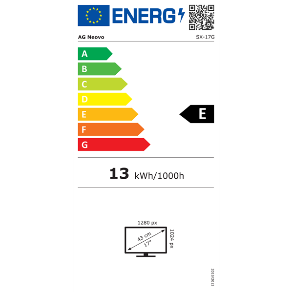 AG Neovo 17" SX-17G SXGA TN VGA/DVI/HDMI/DP/BNC/S-Video/RS232 fekete LED monitor