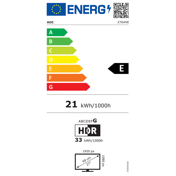 AOC 27" 27G4XE FHD IPS 180Hz HDMI/DP monitor (Újracsomagolt)