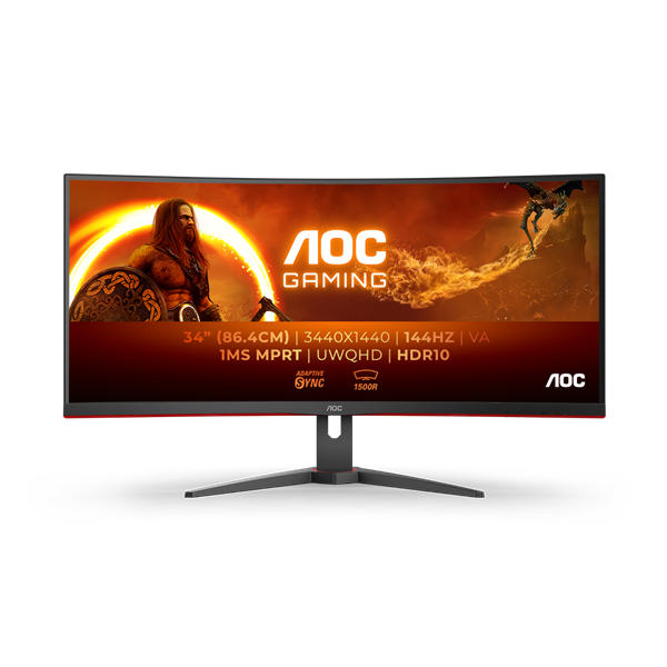 AOC 34" CU34G2XE/BK UWQHD VA 144Hz DP/HDMI/USB ívelt gamer monitor