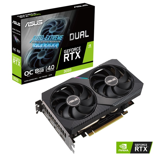 ASUS DUAL-RTX3050-O8G nVidia 8GB GDDR6 128bit PCIe videokártya