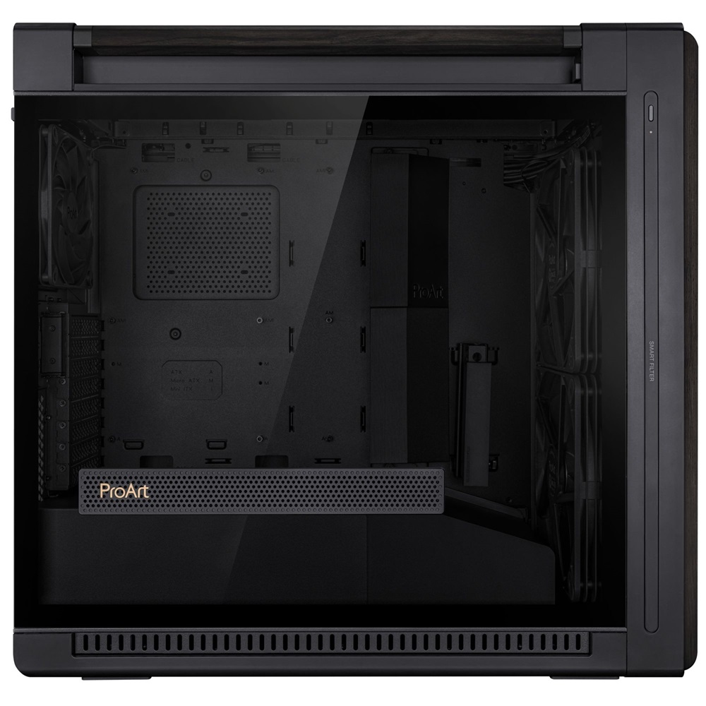ASUS ProArt PA602 Wood TG fekete (táp nélküli) ablakos EATX ház