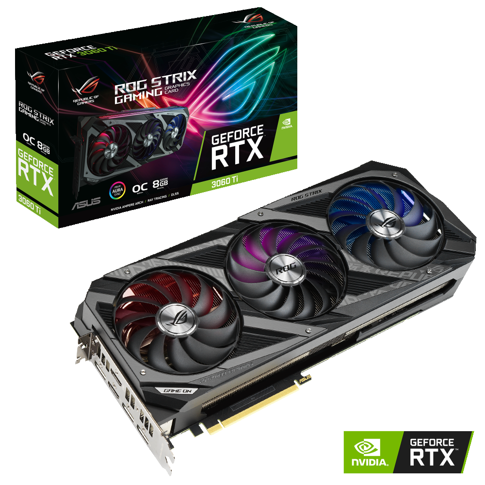 ASUS ROG-STRIX-RTX3060TI-O8G-GAMING nVidia 8GB GDDR6 256bit PCIe videokártya