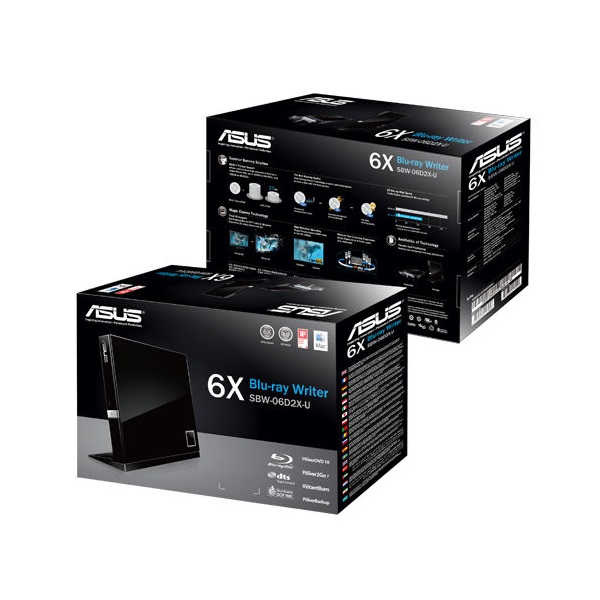 ASUS SBW-06D2X-U/BLK/G/AS dobozos fekete 3D BluRay író