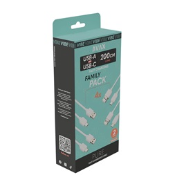 AVAX CB123W – 4X 2m 2,1A USB-C Gyorstöltő kábelcsomag