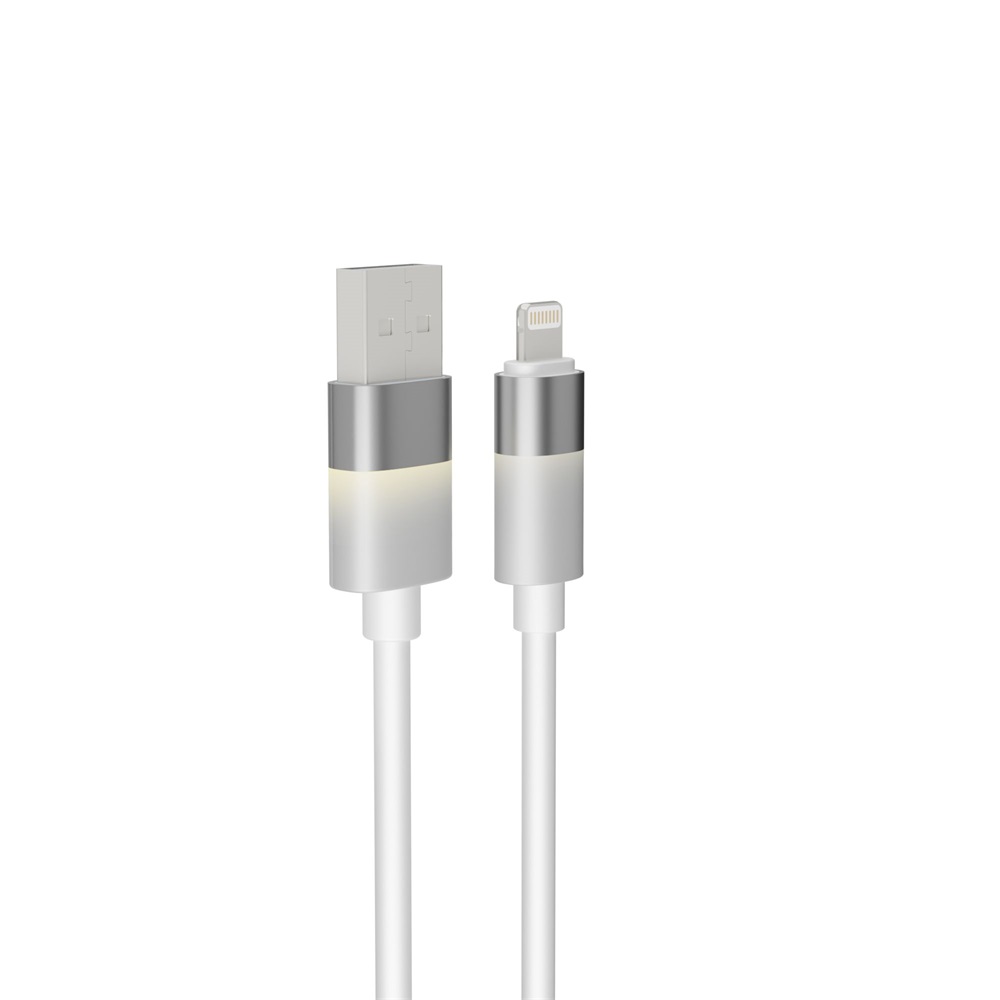 AVAX CB310 GLOWY 1m USB-A - Lightning fehér töltőkábel