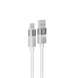 AVAX CB312 GLOWY 1m 18W USB-A - USB-C fehér gyorstöltő kábel