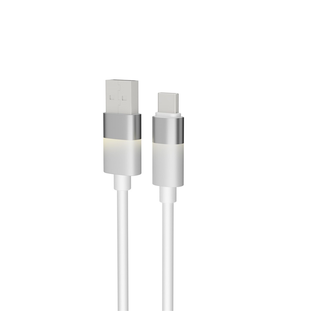 AVAX CB312 GLOWY 1m 18W USB-A - USB-C fehér gyorstöltő kábel