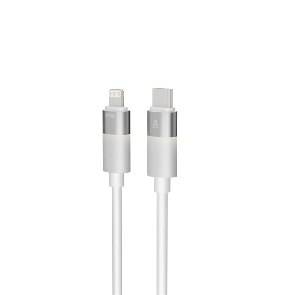 AVAX CB314 GLOWY 1m 27W USB-C - Lightning fehér gyorstöltő kábel