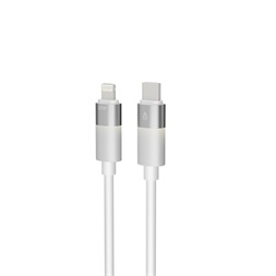 AVAX CB314 GLOWY 1m 27W USB-C - Lightning fehér gyorstöltő kábel