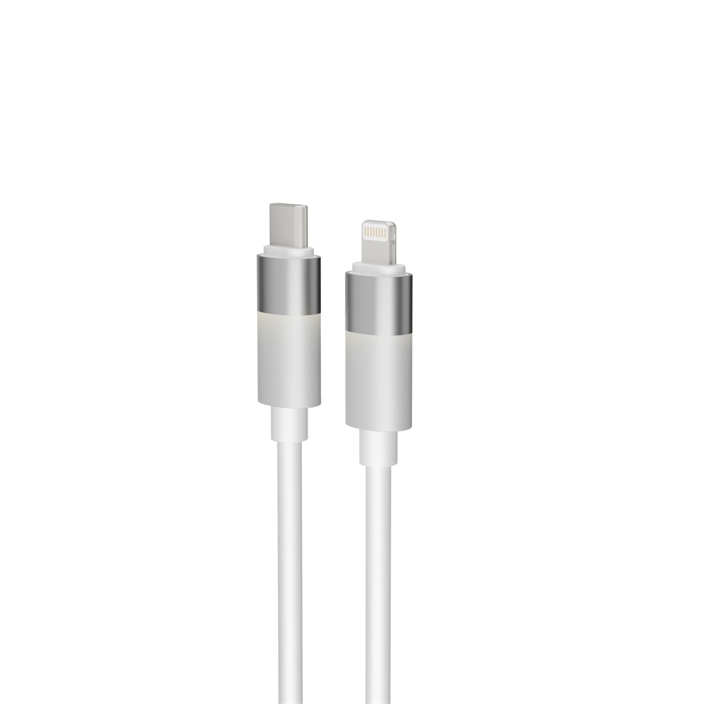 AVAX CB314 GLOWY 1m 27W USB-C - Lightning fehér gyorstöltő kábel