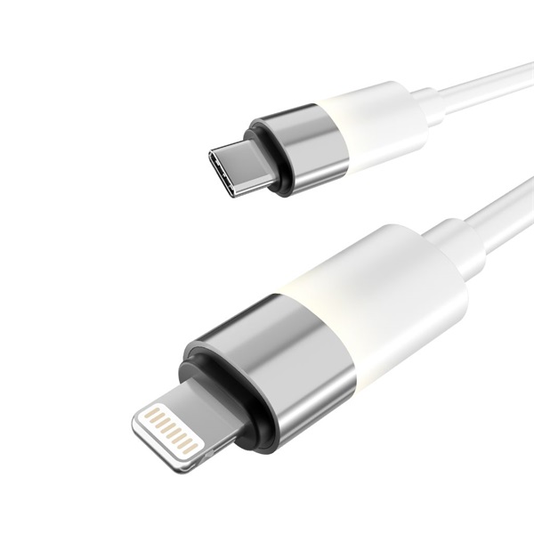 AVAX CB315 GLOWY 2m 27W USB-C - Lightning fehér gyorstöltő kábel