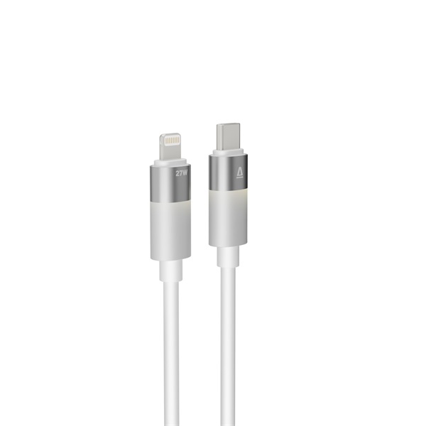 AVAX CB315 GLOWY 2m 27W USB-C - Lightning fehér gyorstöltő kábel