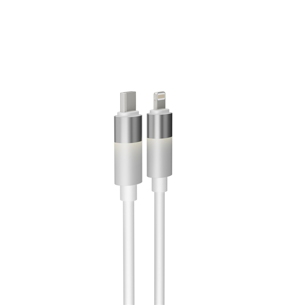 AVAX CB315 GLOWY 2m 27W USB-C - Lightning fehér gyorstöltő kábel