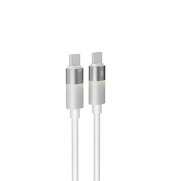AVAX CB316 GLOWY 1m 60W USB-C fehér gyorstöltő kábel