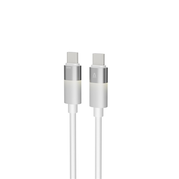 AVAX CB317 GLOWY 2m 60W USB-C fehér gyorstöltő kábel