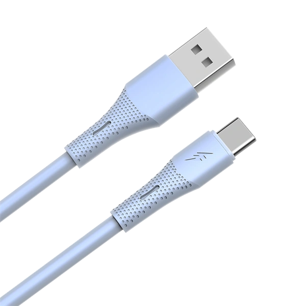 AVAX CB3302 18W USB-A – USB-C gyorstöltő szilikon kábel, 1.5 m, világoskék