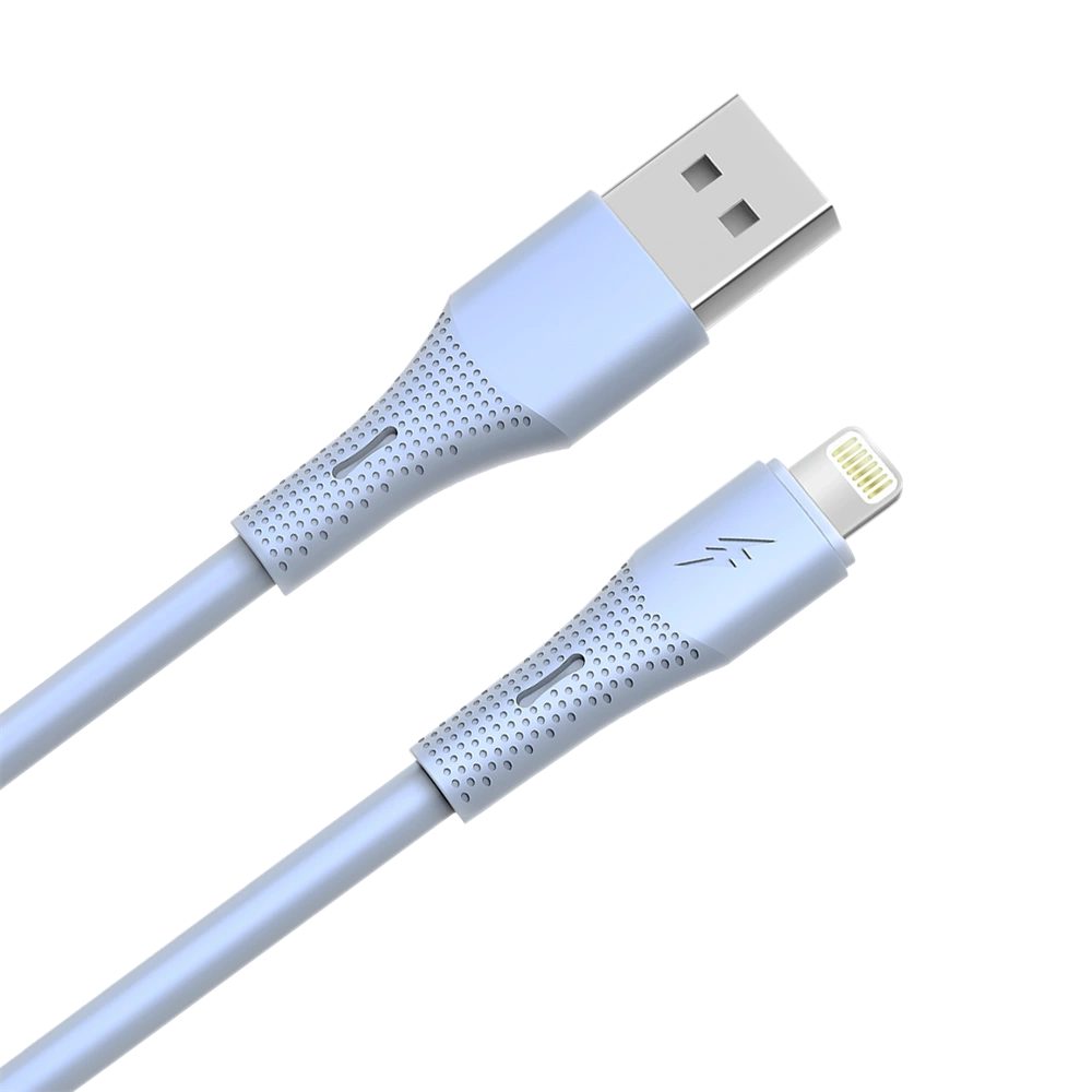 AVAX CB3305 USB-A – Lightning szilikon töltőkábel, 1.5 m, világoskék