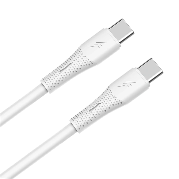AVAX CB3307 60W USB-C gyorstöltő szilikon kábel, 1.5 m, fehér