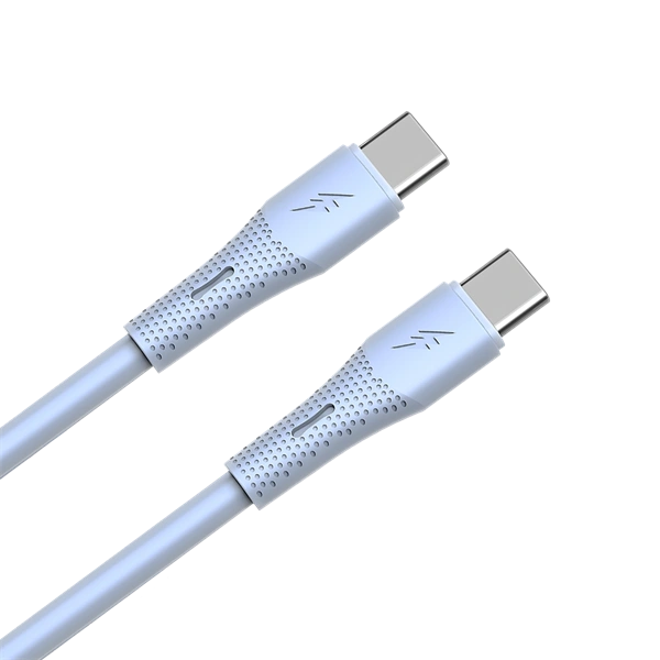 AVAX CB3308 60W USB-C gyorstöltő szilikon kábel, 1.5 m, világoskék