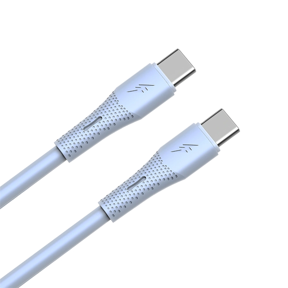 AVAX CB3308 60W USB-C gyorstöltő szilikon kábel, 1.5 m, világoskék