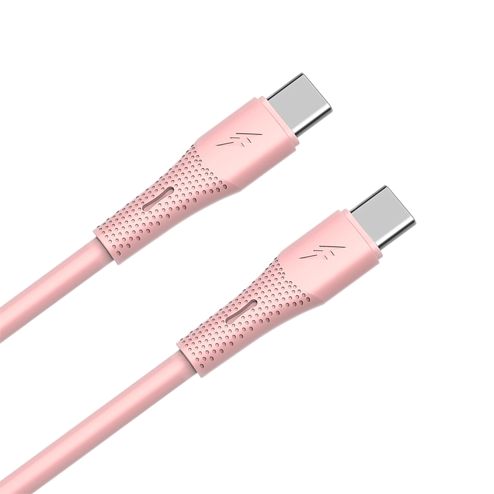 AVAX CB3309 60W USB-C gyorstöltő szilikon kábel, 1.5 m, rózsaszín