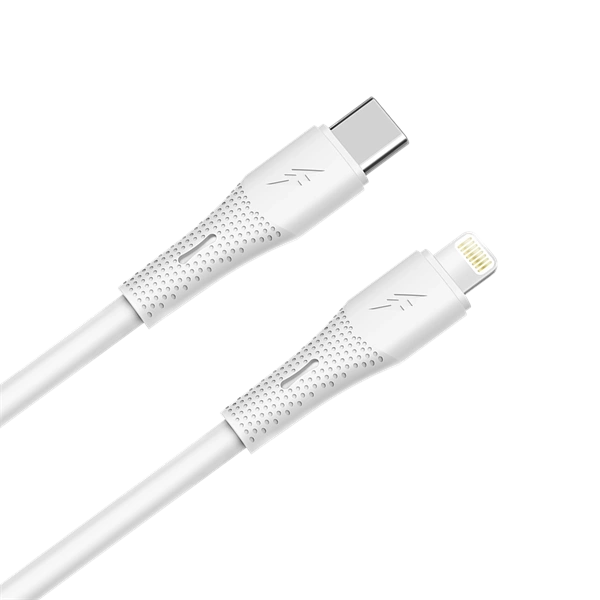 AVAX CB3310 27W USB-C – Lightning gyorstöltő szilikon kábel, 1.5 m, fehér