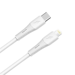 AVAX CB3310 27W USB-C – Lightning gyorstöltő szilikon kábel, 1.5 m, fehér
