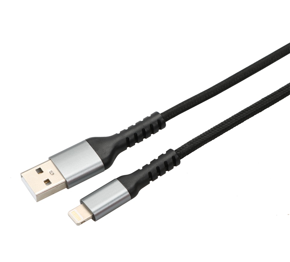 AVAX CB401G STEELY 1,5m 20W USB A-Lightning gyorstöltő sodorszálas acélszürke adat- és töltőkábel