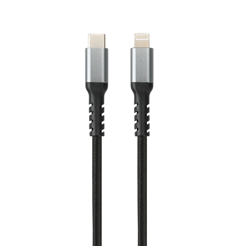 AVAX CB402G STEELY 1,5m 20W Type-C-Lightning gyorstöltő sodorszálas acélszürke adat- és töltőkábel