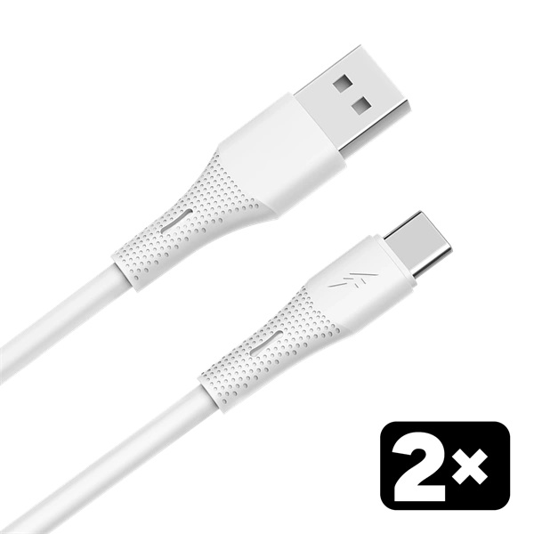 AVAX CB4301 2x 18W USB-A – USB-C gyorstöltő szilikon kábel csomag, 1.5 m, fehér