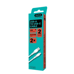 AVAX CB4301 2x 18W USB-A – USB-C gyorstöltő szilikon kábel csomag, 1.5 m, fehér
