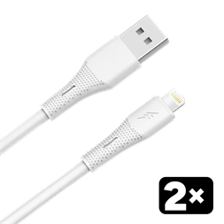 AVAX CB4302 2x USB-A – Lightning szilikon töltőkábel csomag, 1.5 m, fehér