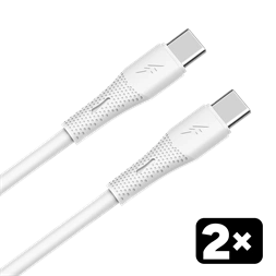 AVAX CB4303 2x 60W USB-C gyorstöltő szilikon kábel csomag, 1.5 m, fehér