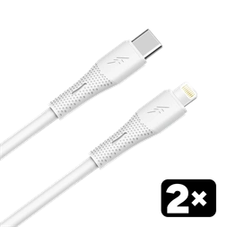 AVAX CB4304 2x 27W USB-C – Lightning szilikon töltőkábel csomag, 1.5 m, fehér