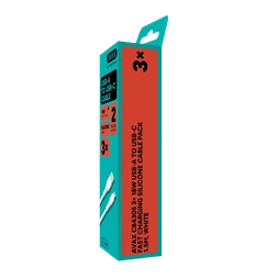 AVAX CB4305 3x 18W USB-A – USB-C gyorstöltő szilikon kábel csomag, 1.5 m, fehér