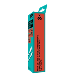 AVAX CB4306 3x USB-A – Lightning szilikon töltőkábel csomag, 1.5 m, fehér