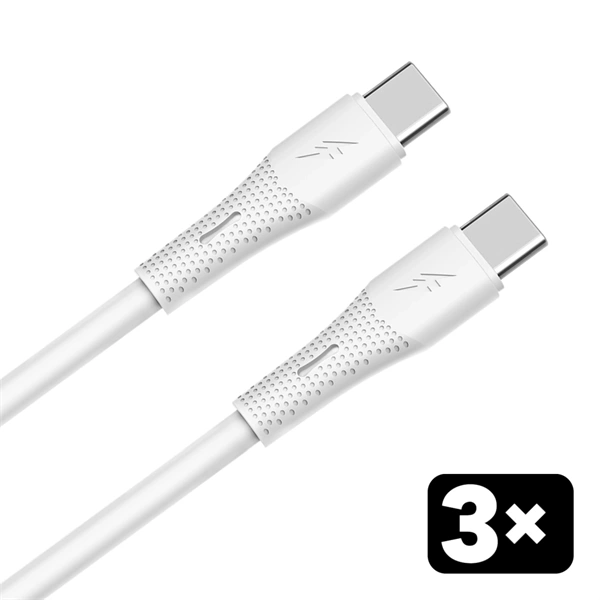 AVAX CB4307 3x 60W USB-C gyorstöltő szilikon kábel csomag, 1.5 m, fehér