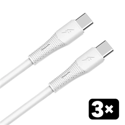 AVAX CB4307 3x 60W USB-C gyorstöltő szilikon kábel csomag, 1.5 m, fehér