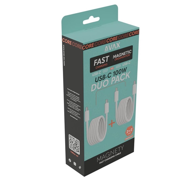 AVAX CB610W – 2X 100W Mágneses USB-C Gyorstöltő Kábelcsomag