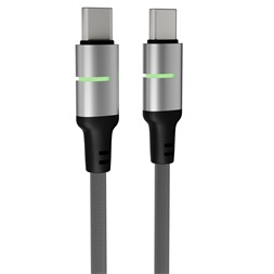 AVAX CB633 STEELY LED 2m 60W USB-C fekete fonott gyorstöltő kábel