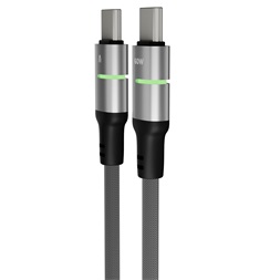 AVAX CB634 STEELY LED 3m 60W USB-C fekete fonott gyorstöltő kábel