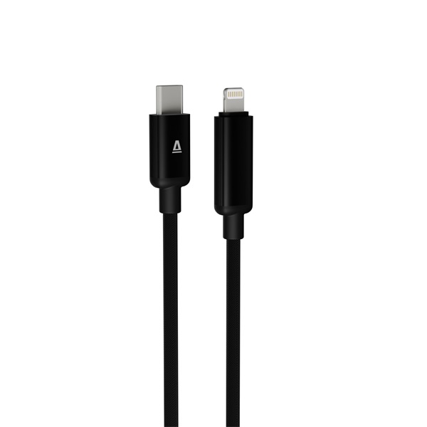 AVAX CB650 PULSEY 0,5m 27W USB-C - Lightning szürke fonott gyorstöltő LED kábel