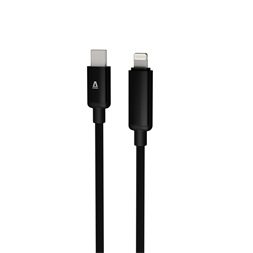 AVAX CB651 PULSEY 1m 27W USB-C - Lightning szürke fonott gyorstöltő LED kábel