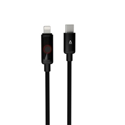 AVAX CB651 PULSEY 1m 27W USB-C - Lightning szürke fonott gyorstöltő LED kábel