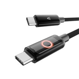 AVAX CB654 PULSEY 1m 60W USB-C szürke fonott gyorstöltő LED kábel