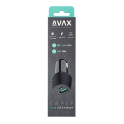 AVAX CC302B CARLY 20W Autós töltő USB A (QC)+Type C (PD), fekete